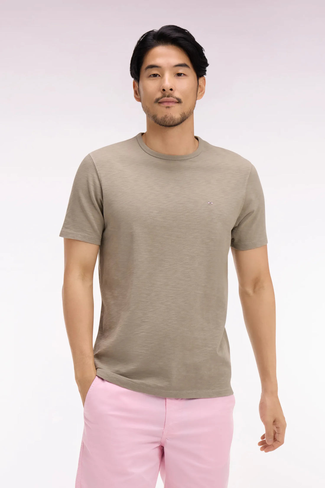 Eden Park 0 Men Short-Sleeved Khaki Cotton Jersey T-Shirt SKU: E26MAITC0010_BEF3 Image 01