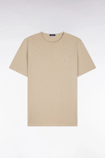 Eden Park 0 Men Short-Sleeved T-Shirt in Beige Slub Cotton Jersey SKU: E26MAITC0010_BEM31 Image 05