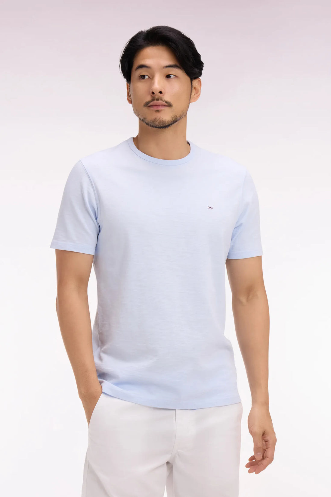 Eden Park 0 Men Short-Sleeved T-Shirt in Slub Sky Blue Cotton Jersey SKU: E26MAITC0010_BLC25 Image 01