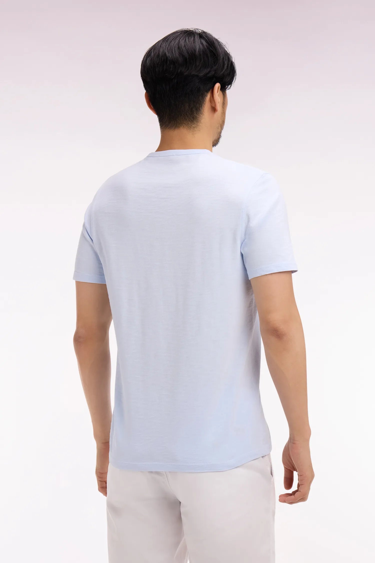 Eden Park 0 Men Short-Sleeved T-Shirt in Slub Sky Blue Cotton Jersey SKU: E26MAITC0010_BLC25 Image 04