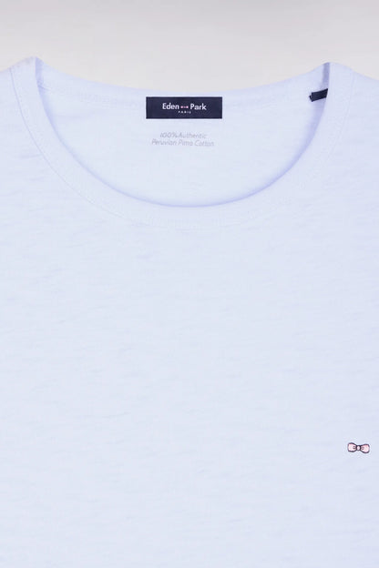 Eden Park 0 Men Short-Sleeved T-Shirt in Slub Sky Blue Cotton Jersey SKU: E26MAITC0010_BLC25 Image 06
