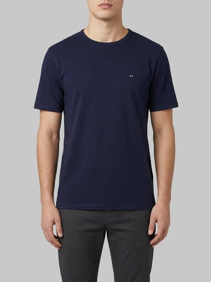 Eden Park 0 Men Short-Sleeved T-Shirt in Navy Slub Cotton Jersey SKU: E26MAITC0010_BLF Image 00