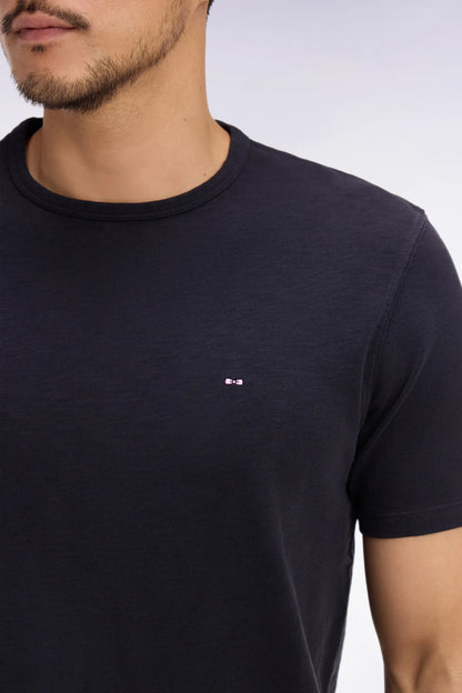 Eden Park 0 Men Short-Sleeved T-Shirt in Navy Slub Cotton Jersey SKU: E26MAITC0010_BLF Image 03
