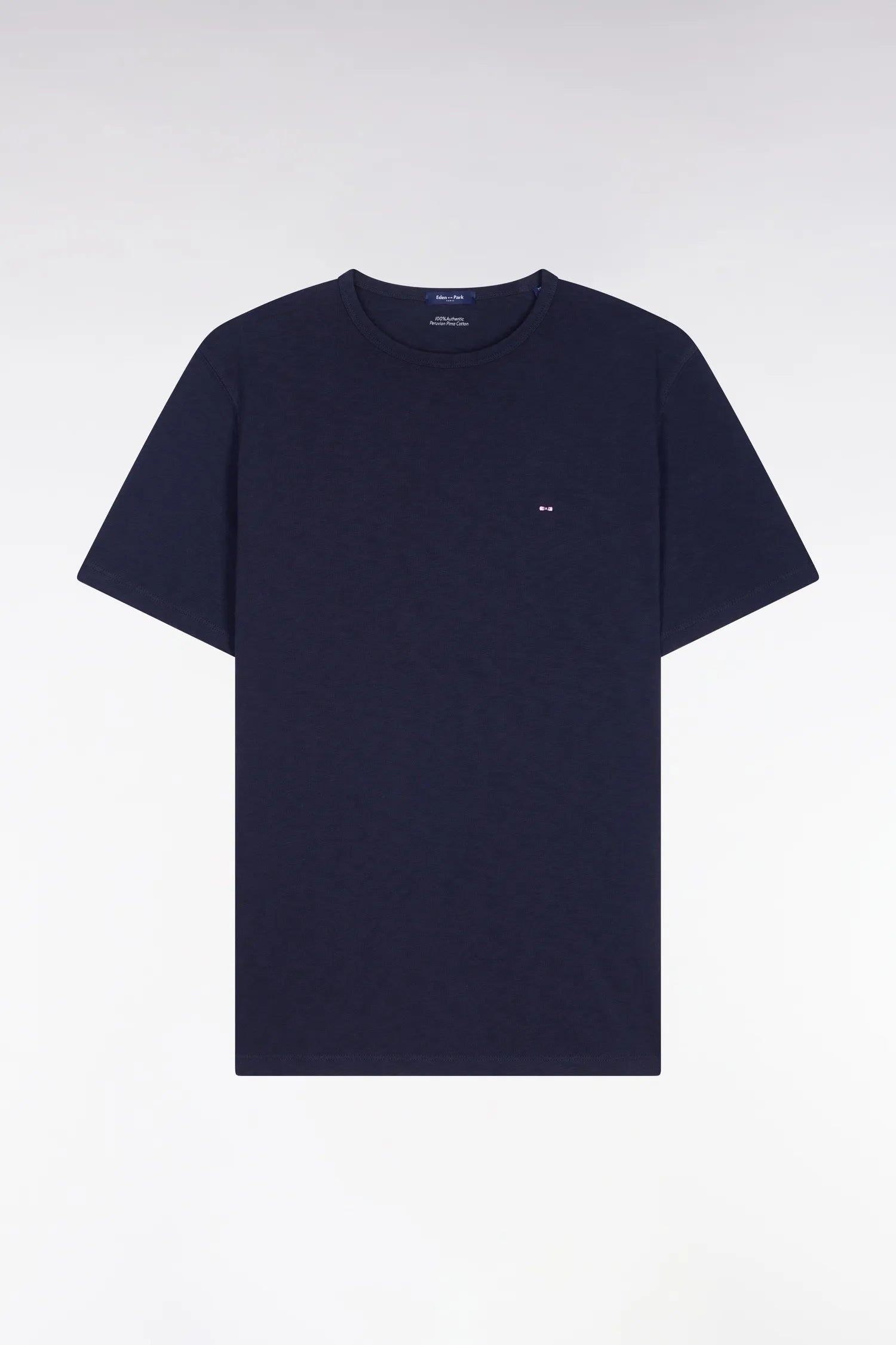Eden Park 0 Men Short-Sleeved T-Shirt in Navy Slub Cotton Jersey SKU: E26MAITC0010_BLF Image 05