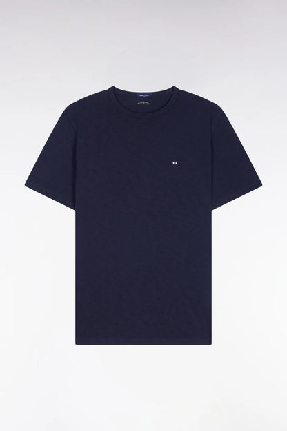 Eden Park 0 Men Short-Sleeved T-Shirt in Navy Slub Cotton Jersey SKU: E26MAITC0010_BLF Image 05