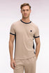 Eden Park Beige Men Short-Sleeved Beige Stretch Cotton T-Shirt with Slim-Fit Cutouts SKU: E26MAITC0013_BEC13 Image 01