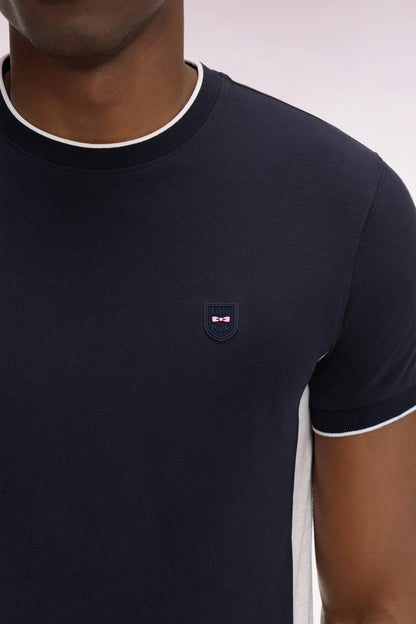 Eden Park Light Gray Men Short-Sleeved Slim Fit Black Stretch Cotton T-Shirt with Cutouts SKU: E26MAITC0013_GRC7 Image 04