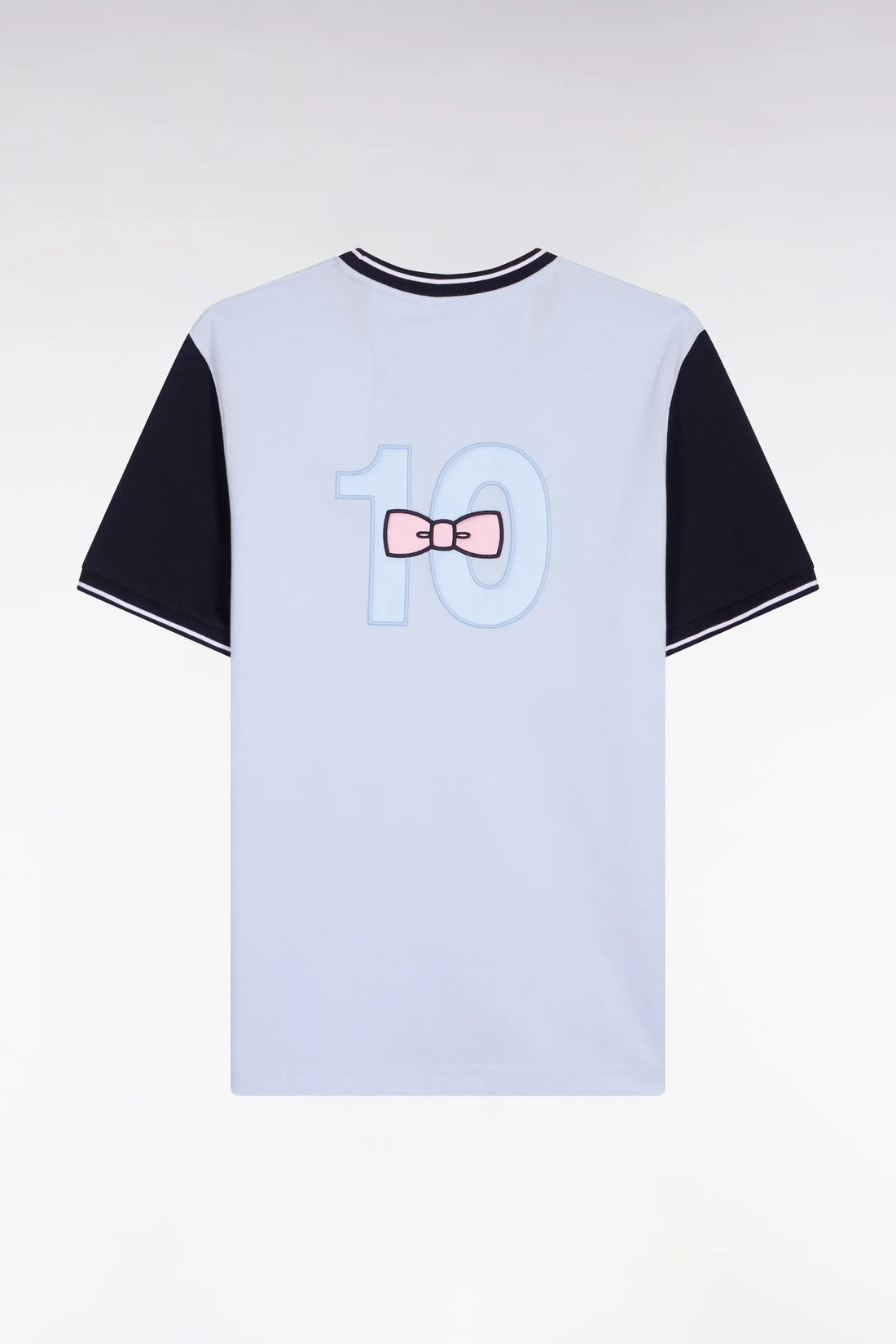 Eden Park Sky Blue Men Short-Sleeved Regular Fit Two-Tone Sky Blue Cotton T-Shirt with Embroidery SKU: E26MAITC0023_BLC25 Image 02