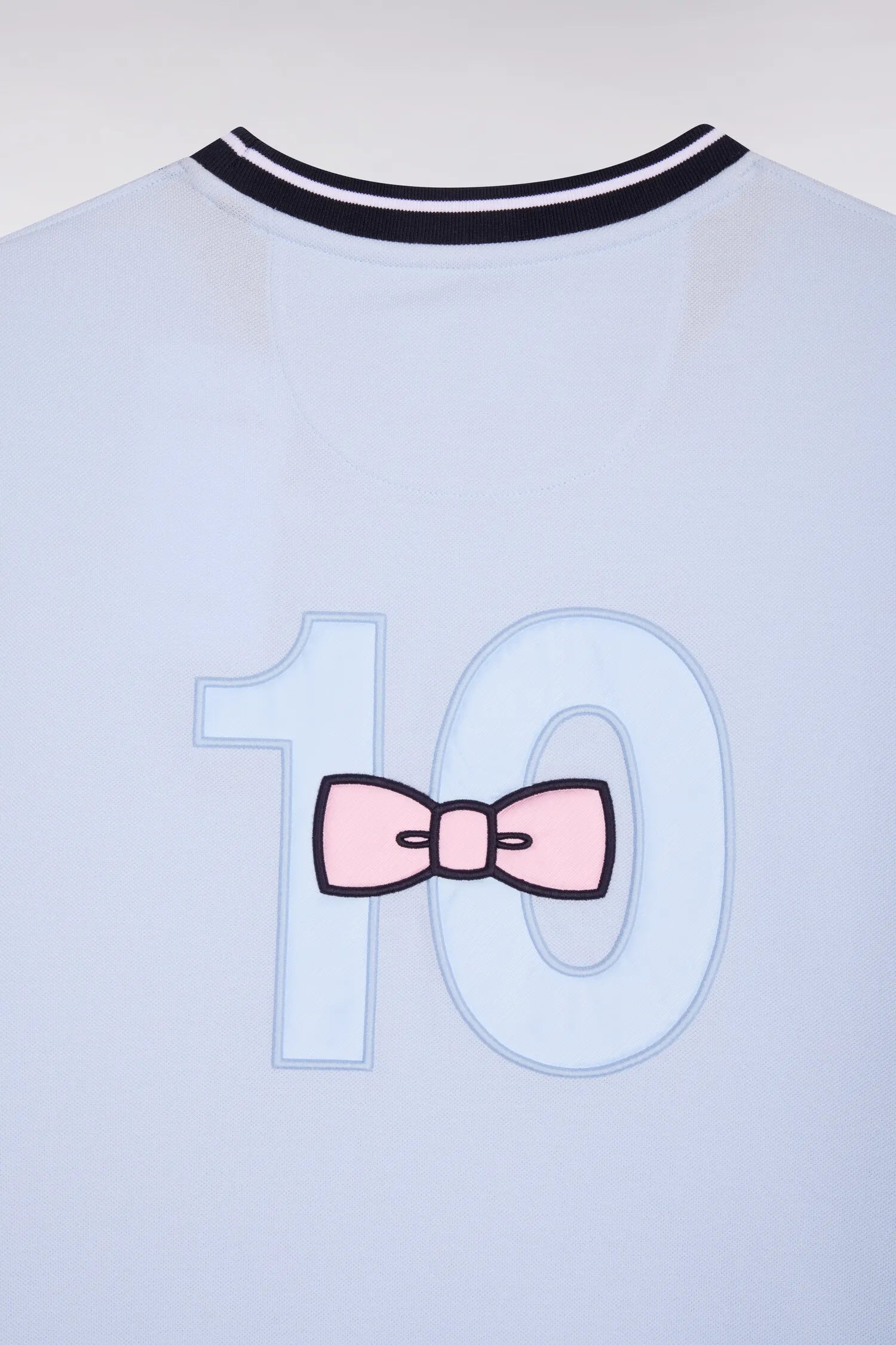 Eden Park Sky Blue Men Short-Sleeved Regular Fit Two-Tone Sky Blue Cotton T-Shirt with Embroidery SKU: E26MAITC0023_BLC25 Image 06