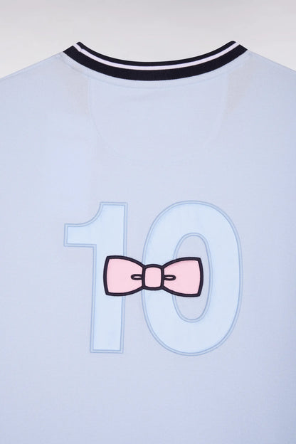 Eden Park Sky Blue Men Short-Sleeved Regular Fit Two-Tone Sky Blue Cotton T-Shirt with Embroidery SKU: E26MAITC0023_BLC25 Image 06