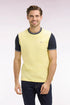 Eden Park Yellow Men Short-Sleeved Regular Fit Two-Tone Yellow Cotton T-Shirt with Embroidery SKU: E26MAITC0023_JAC16 Image 01