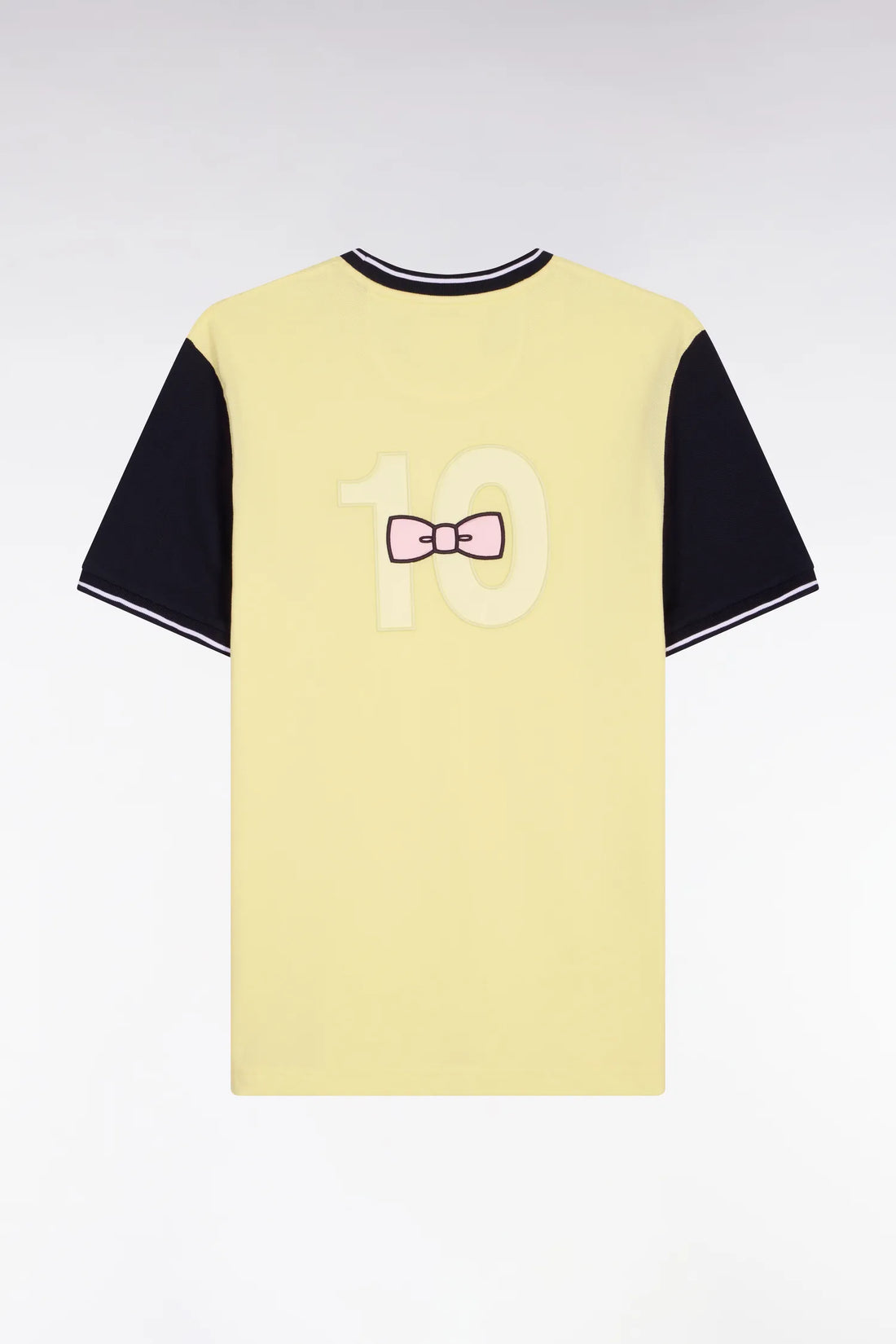 Eden Park Yellow Men Short-Sleeved Regular Fit Two-Tone Yellow Cotton T-Shirt with Embroidery SKU: E26MAITC0023_JAC16 Image 02