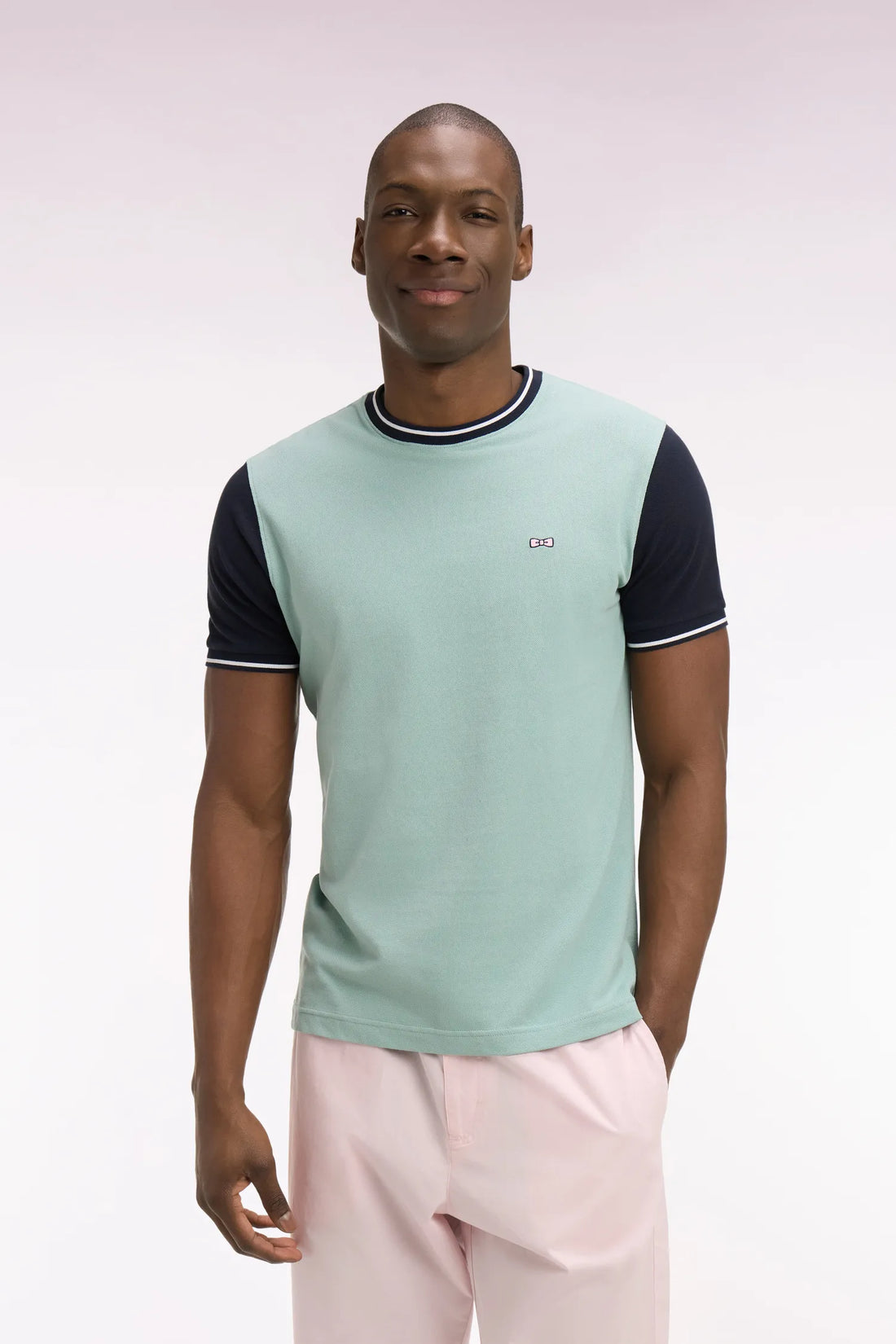 Eden Park Light Green Men Short-Sleeved Regular Fit Light Green Cotton T-Shirt with Embroidery SKU: E26MAITC0023_VEM39 Image 01