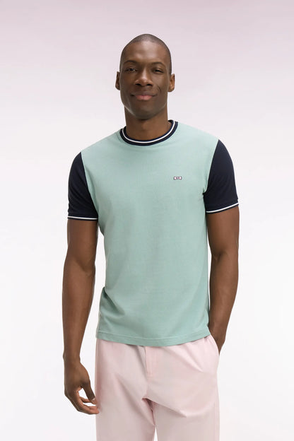 Eden Park Light Green Men Short-Sleeved Regular Fit Light Green Cotton T-Shirt with Embroidery SKU: E26MAITC0023_VEM39 Image 01