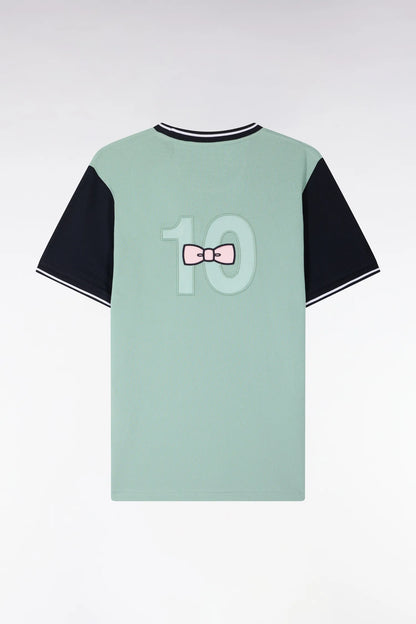 Eden Park Light Green Men Short-Sleeved Regular Fit Light Green Cotton T-Shirt with Embroidery SKU: E26MAITC0023_VEM39 Image 02