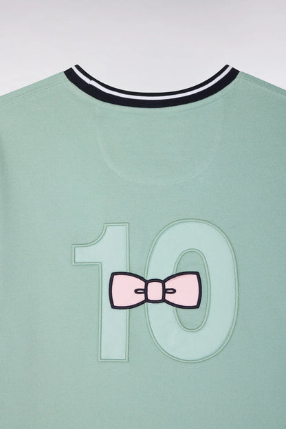 Eden Park Light Green Men Short-Sleeved Regular Fit Light Green Cotton T-Shirt with Embroidery SKU: E26MAITC0023_VEM39 Image 06