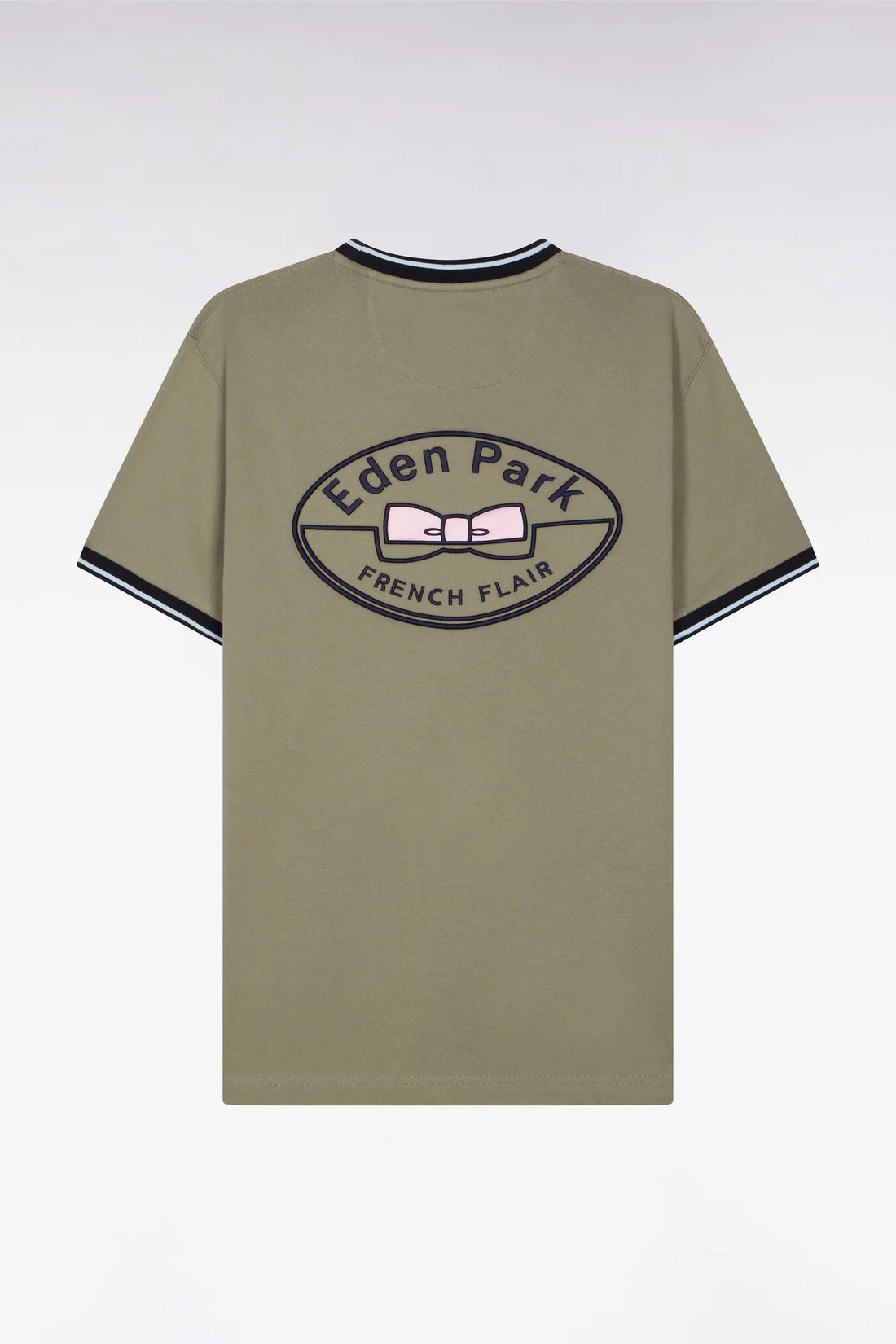 Eden Park Khaki Men Regular Fit Short-Sleeved Khaki Embroidered Cotton T-Shirt SKU: E26MAITC0029_BEF3 Image 02