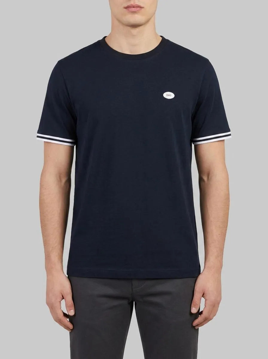 Eden Park 0 Men Regular Fit Short-Sleeved Cotton T-Shirt in Navy SKU: E26MAITC0031_BLF Image 00