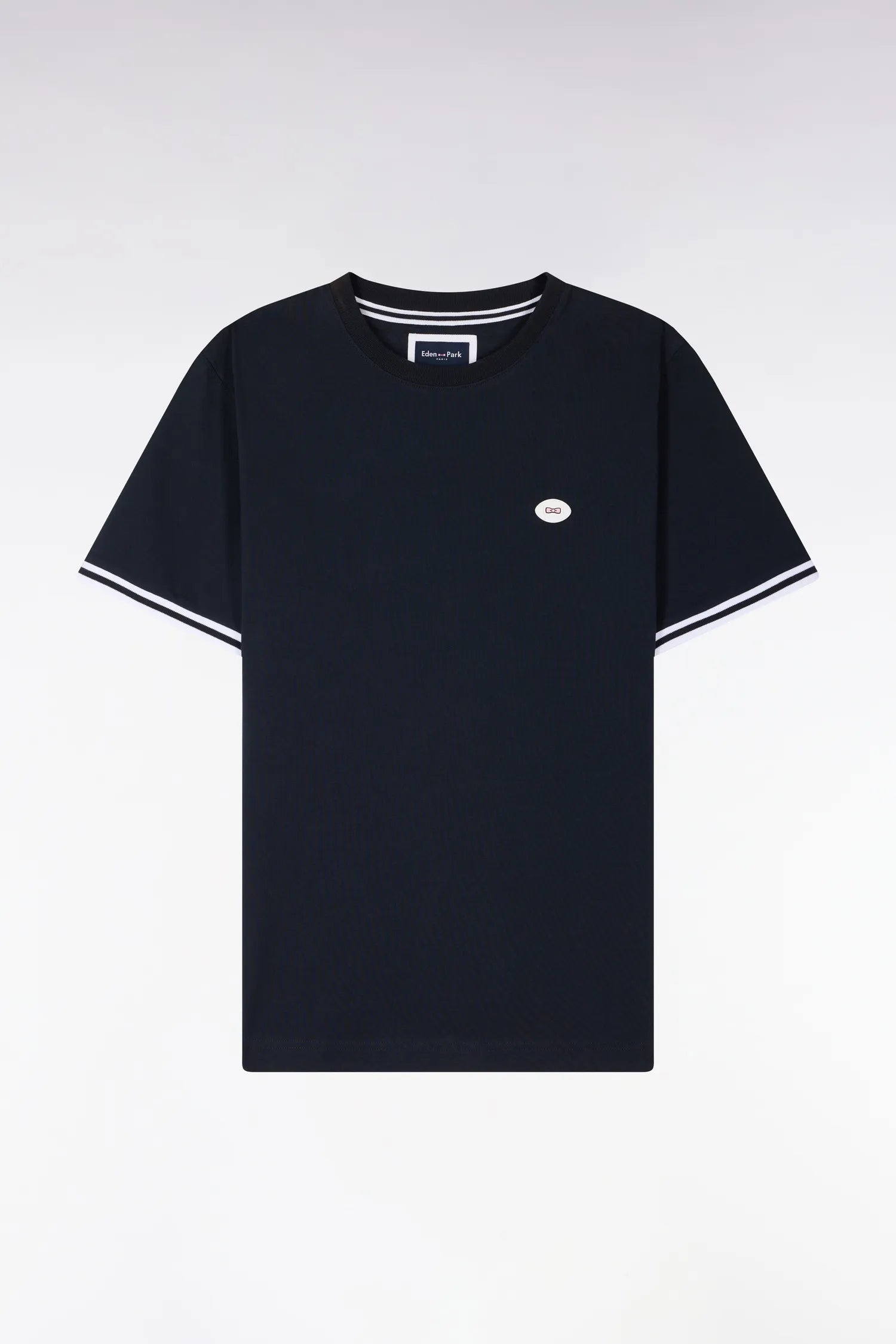 Eden Park 0 Men Regular Fit Short-Sleeved Cotton T-Shirt in Navy SKU: E26MAITC0031_BLF Image 05