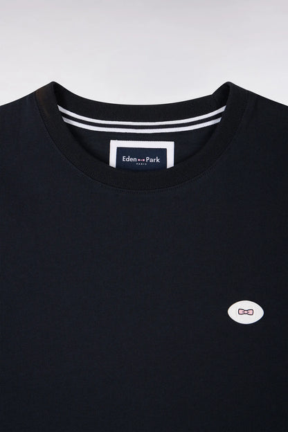 Eden Park 0 Men Regular Fit Short-Sleeved Cotton T-Shirt in Navy SKU: E26MAITC0031_BLF Image 06