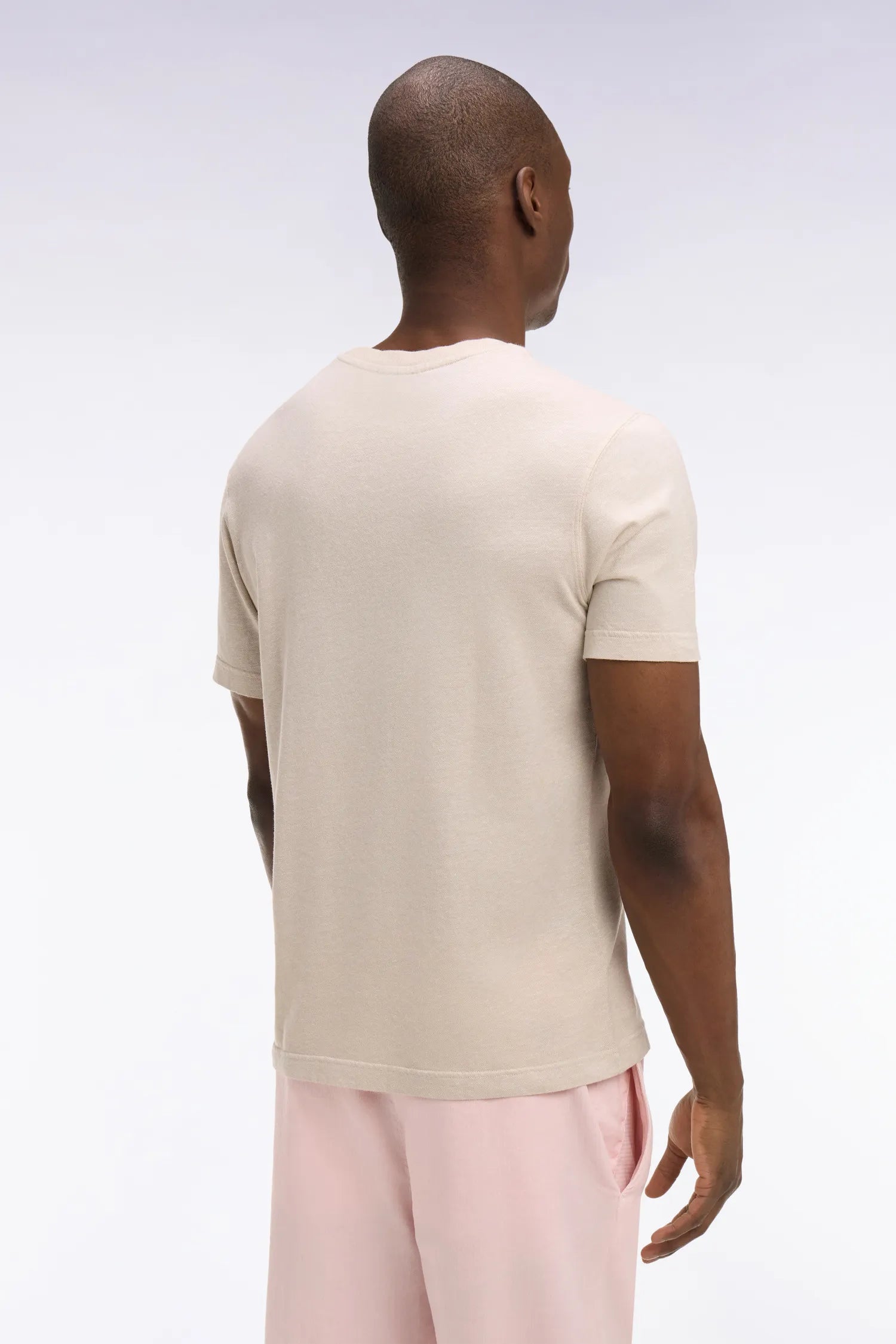 Eden Park Beige Men Short-Sleeved Regular-Fit Beige Cotton and Linen T-Shirt SKU: E26MAITC0034_BEC18 Image 05
