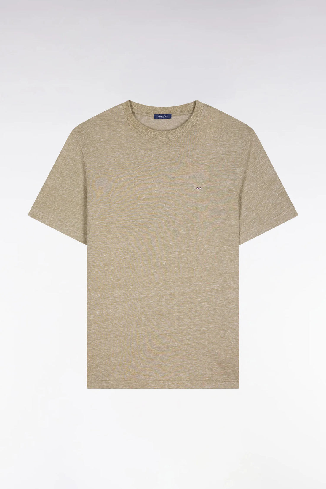 Eden Park Beige Men Regular Fit Short-Sleeved T-Shirt in Beige Cotton and Linen SKU: E26MAITC0034_BEF3 Image 02