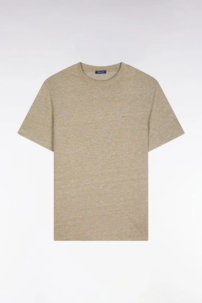 Eden Park Beige Men Regular Fit Short-Sleeved T-Shirt in Beige Cotton and Linen SKU: E26MAITC0034_BEF3 Image 02