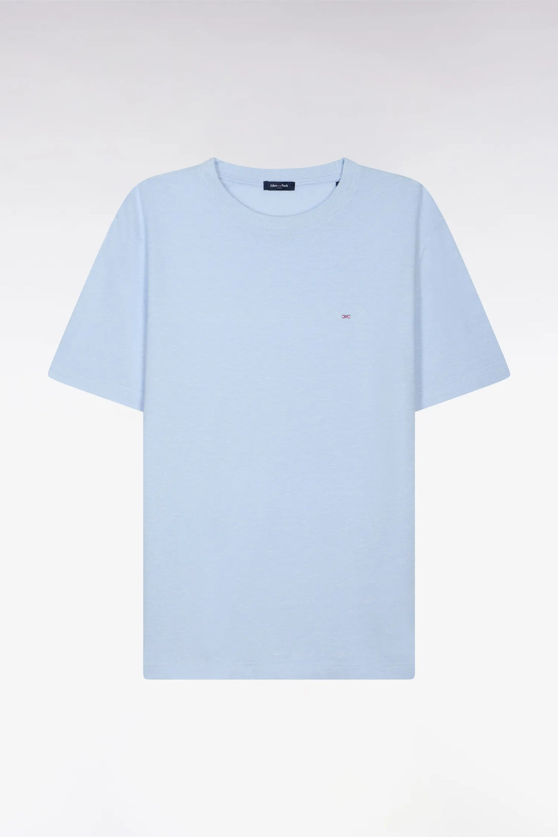 Eden Park Sky Blue Men Sky Blue Short-Sleeved Regular Fit Cotton and Linen T-Shirt SKU: E26MAITC0034_BLC6 Image 02