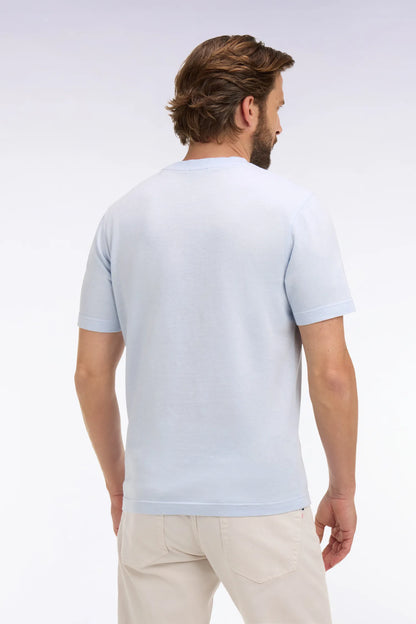 Eden Park Sky Blue Men Sky Blue Short-Sleeved Regular Fit Cotton and Linen T-Shirt SKU: E26MAITC0034_BLC6 Image 05