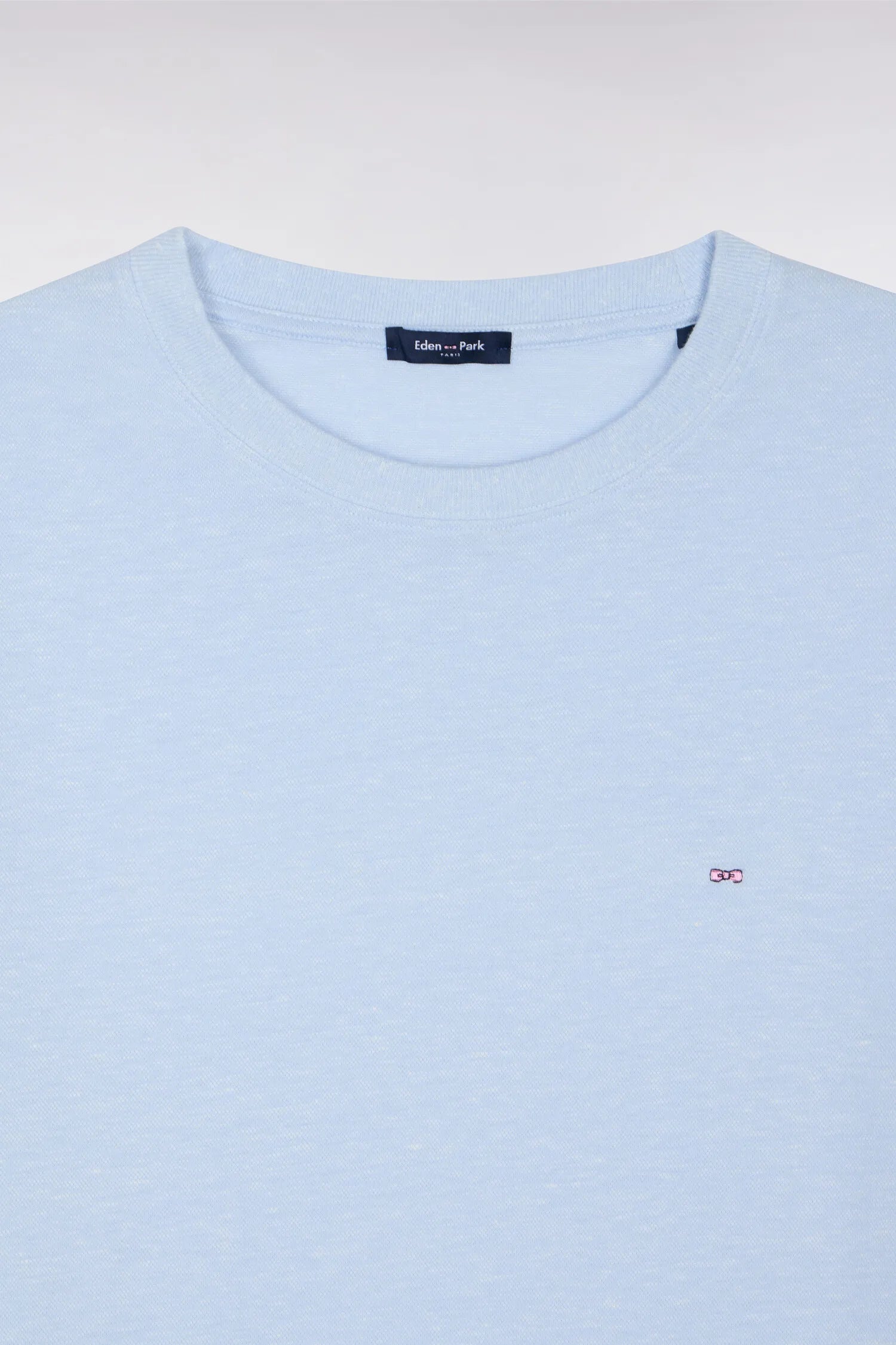Eden Park Sky Blue Men Sky Blue Short-Sleeved Regular Fit Cotton and Linen T-Shirt SKU: E26MAITC0034_BLC6 Image 06