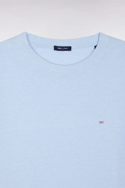 Eden Park Sky Blue Men Sky Blue Short-Sleeved Regular Fit Cotton and Linen T-Shirt SKU: E26MAITC0034_BLC6 Image 06