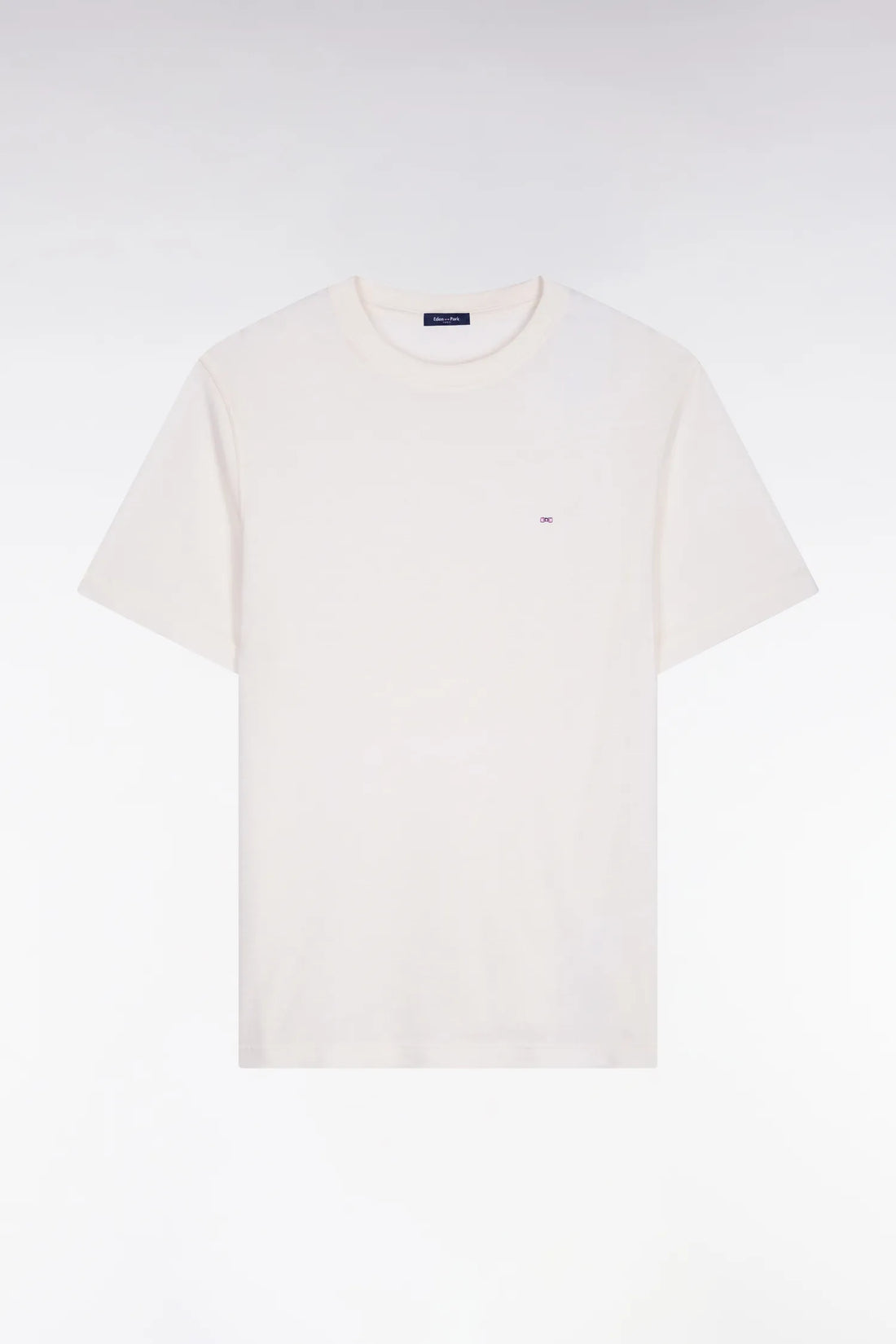 Eden Park Ecru Men Regular Fit Short-Sleeved T-Shirt in Ecru Cotton and Linen SKU: E26MAITC0034_ECC4 Image 02