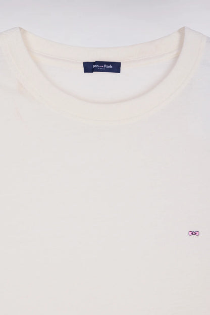 Eden Park Ecru Men Regular Fit Short-Sleeved T-Shirt in Ecru Cotton and Linen SKU: E26MAITC0034_ECC4 Image 06
