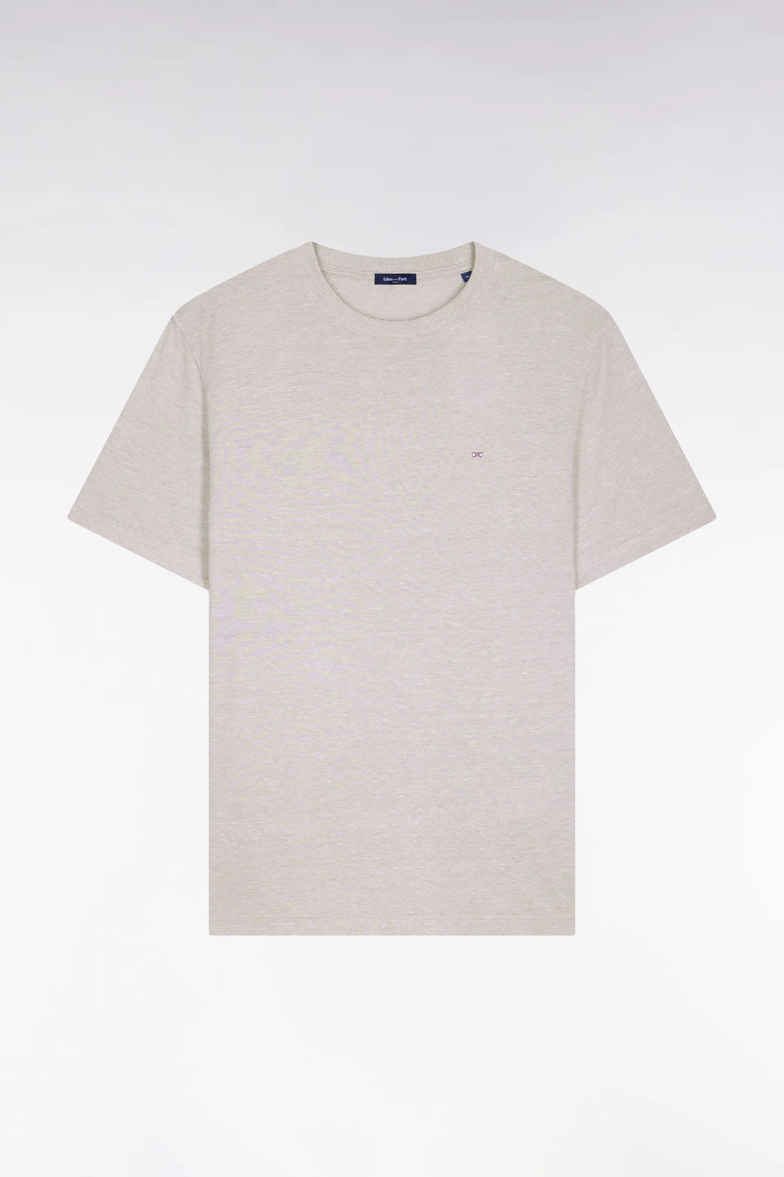 Eden Park Grey Men Regular Fit Short-Sleeved T-Shirt in Grey Cotton and Linen SKU: E26MAITC0034_GRM5 Image 02