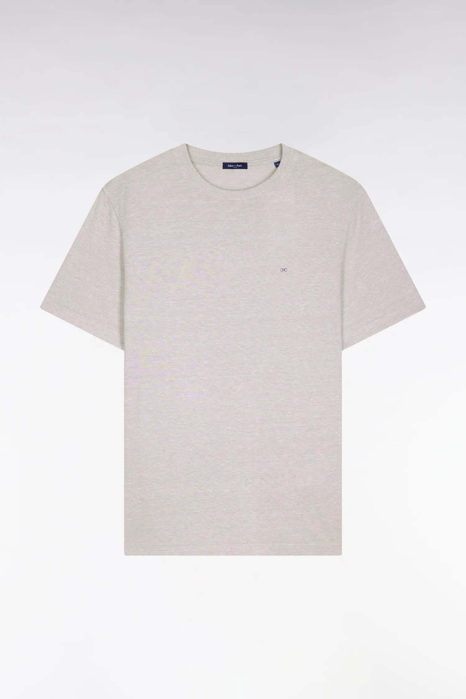 Eden Park Grey Men Regular Fit Short-Sleeved T-Shirt in Grey Cotton and Linen SKU: E26MAITC0034_GRM5 Image 02