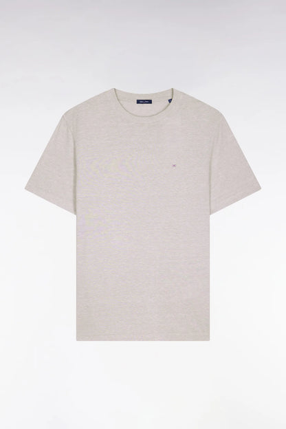 Eden Park Grey Men Regular Fit Short-Sleeved T-Shirt in Grey Cotton and Linen SKU: E26MAITC0034_GRM5 Image 02