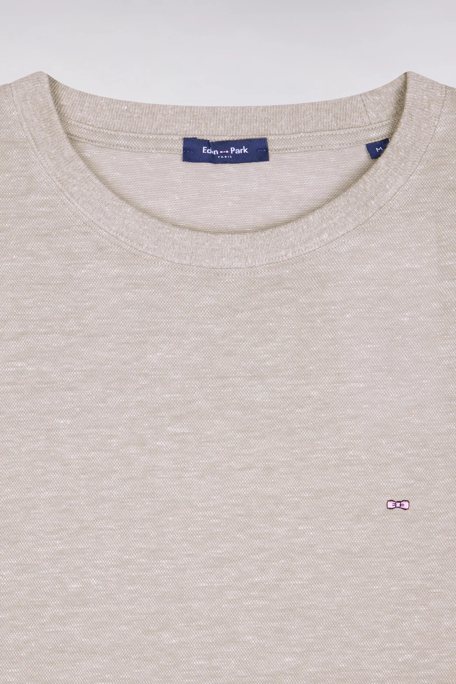 Eden Park Grey Men Regular Fit Short-Sleeved T-Shirt in Grey Cotton and Linen SKU: E26MAITC0034_GRM5 Image 06