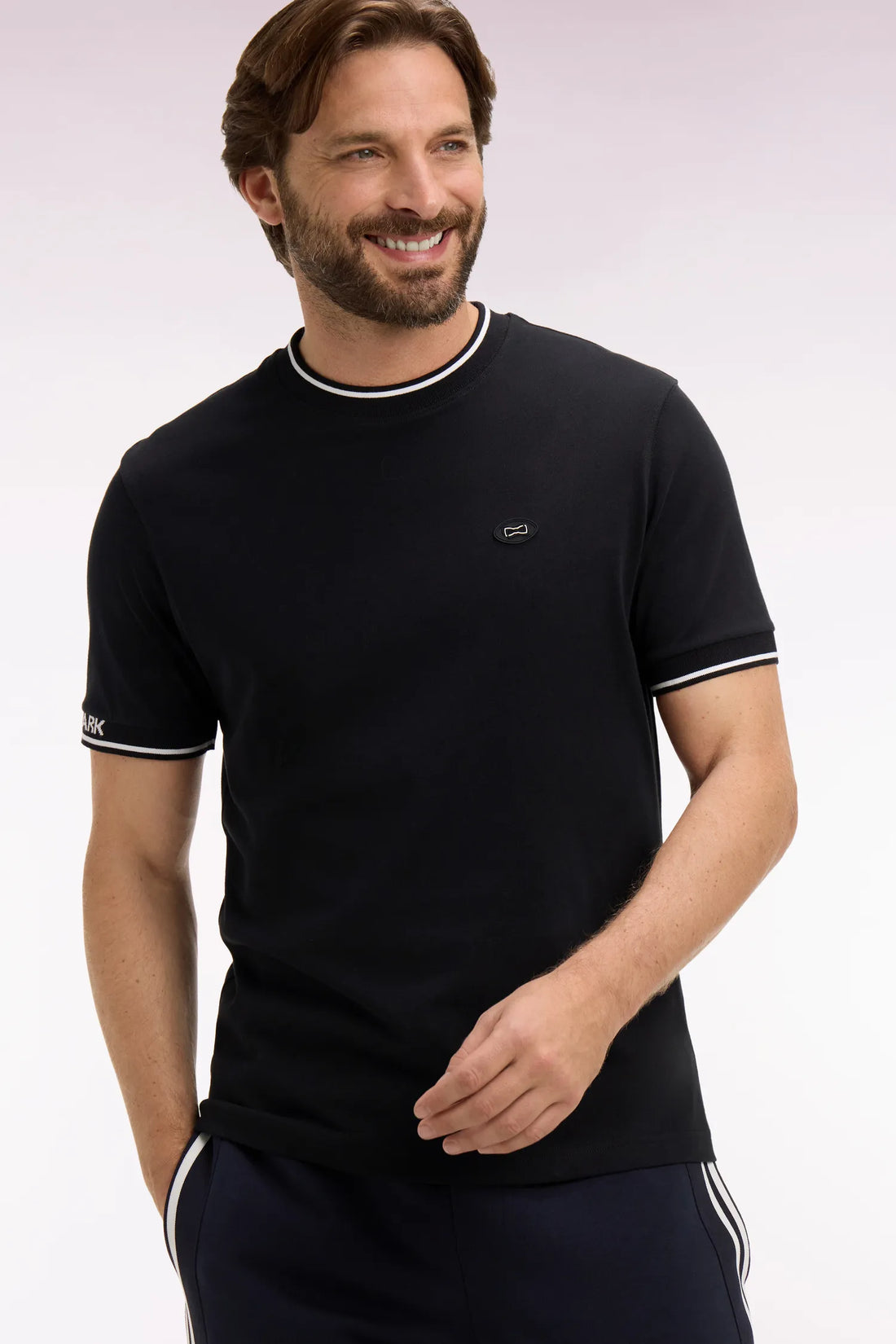Eden Park 0 Men Eden Park Black Jacquard Cotton Short-Sleeved T-Shirt SKU: E26MAITC0045_NO Image 02