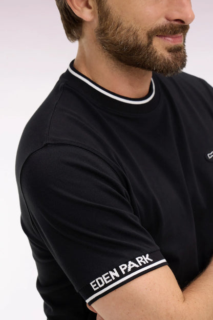 Eden Park 0 Men Eden Park Black Jacquard Cotton Short-Sleeved T-Shirt SKU: E26MAITC0045_NO Image 03