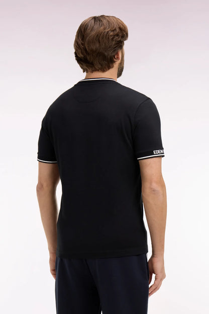 Eden Park 0 Men Eden Park Black Jacquard Cotton Short-Sleeved T-Shirt SKU: E26MAITC0045_NO Image 04
