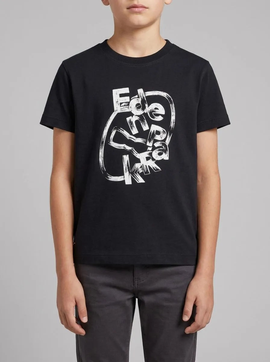 Eden Park 0 Boys Short-Sleeved Screen-Printed Navy Cotton T-Shirt SKU: E26MAITC0048_BLF Image 00