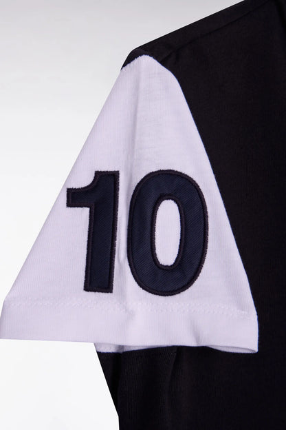 Eden Park 0 Boys Short-Sleeved Navy Cotton T-Shirt with Two-Tone Sleeves SKU: E26MAITC0050_BLF Image 02