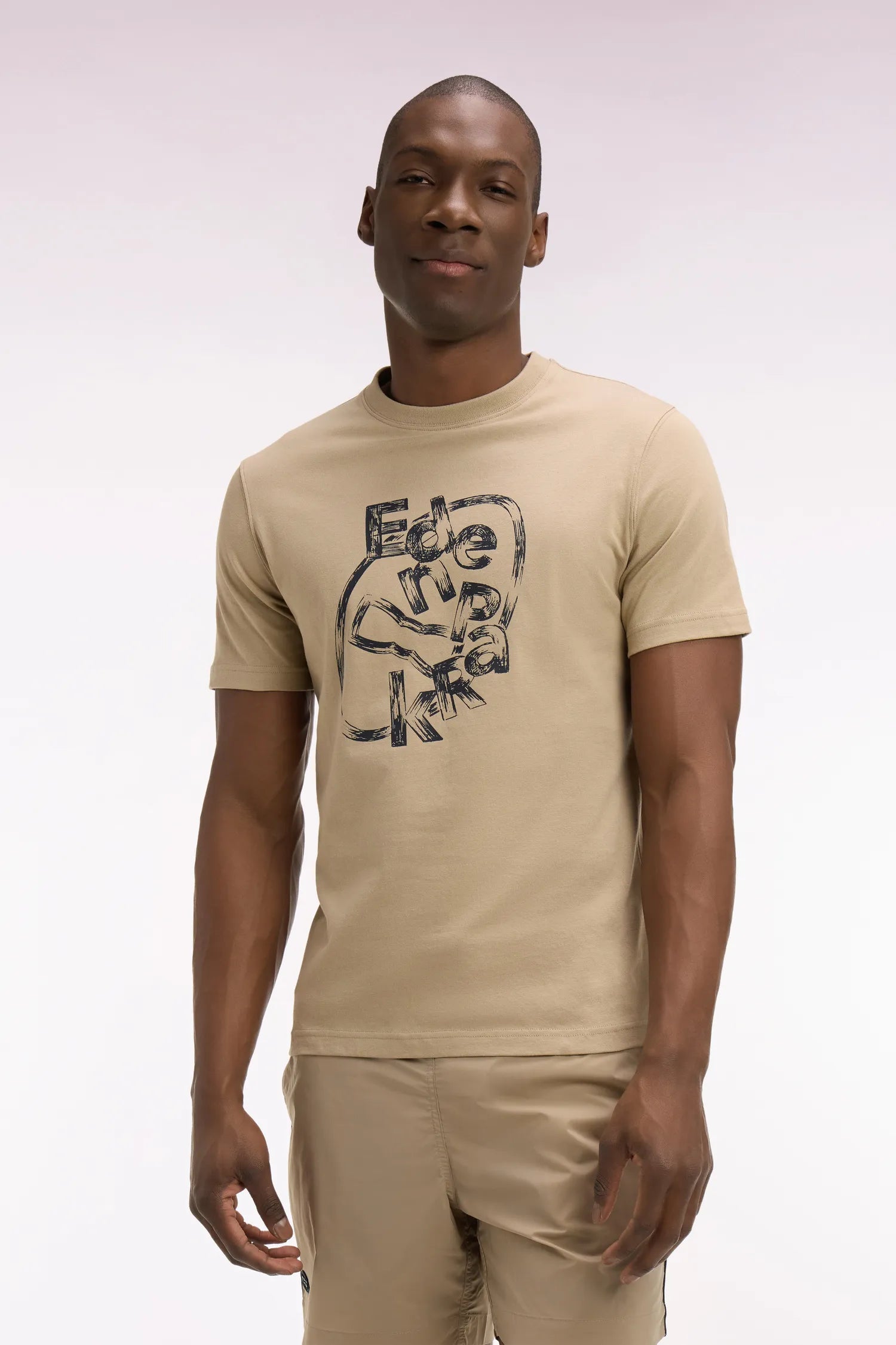 Eden Park 0 Men Short-Sleeved Beige Cotton T-Shirt with Screen Print SKU: E26MAITC0064_BEM30 Image 01