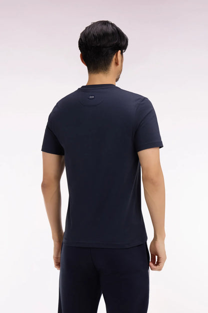 Eden Park 0 Men Short-Sleeved Navy Cotton T-Shirt with Screen Print SKU: E26MAITC0064_BLF Image 04