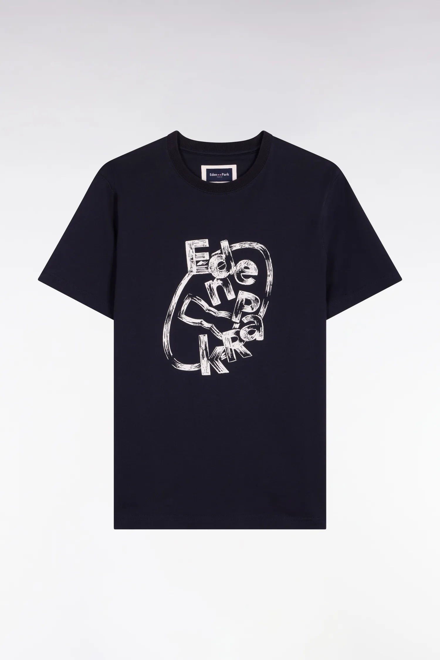 Eden Park 0 Men Short-Sleeved Navy Cotton T-Shirt with Screen Print SKU: E26MAITC0064_BLF Image 05