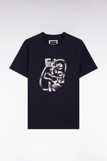 Eden Park 0 Men Short-Sleeved Navy Cotton T-Shirt with Screen Print SKU: E26MAITC0064_BLF Image 05
