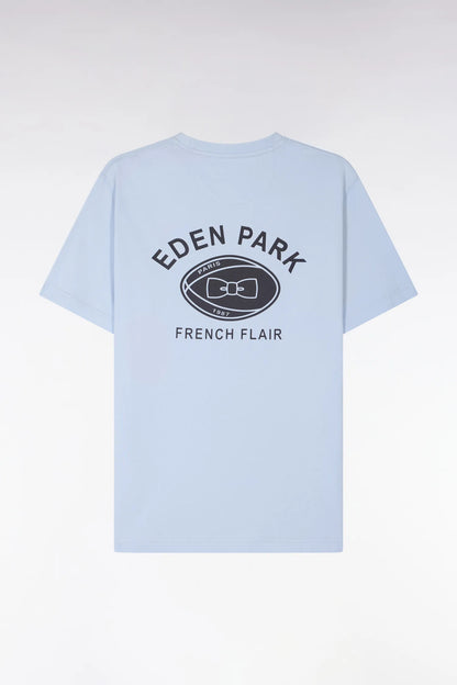 Eden Park Sky Blue Men Sky Blue Regular Fit Short-Sleeved Screen-Printed T-Shirt SKU: E26MAITC0065_BLC6 Image 02