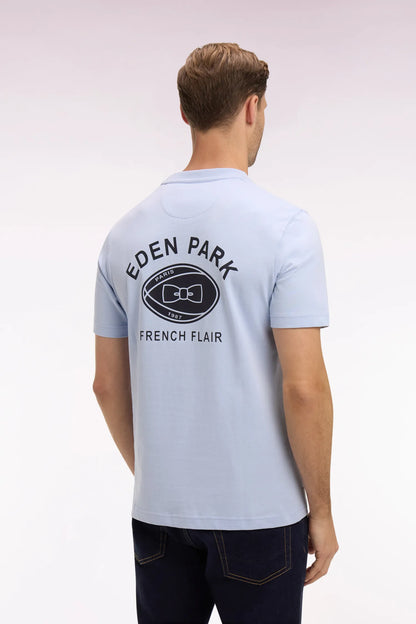Eden Park Sky Blue Men Sky Blue Regular Fit Short-Sleeved Screen-Printed T-Shirt SKU: E26MAITC0065_BLC6 Image 05