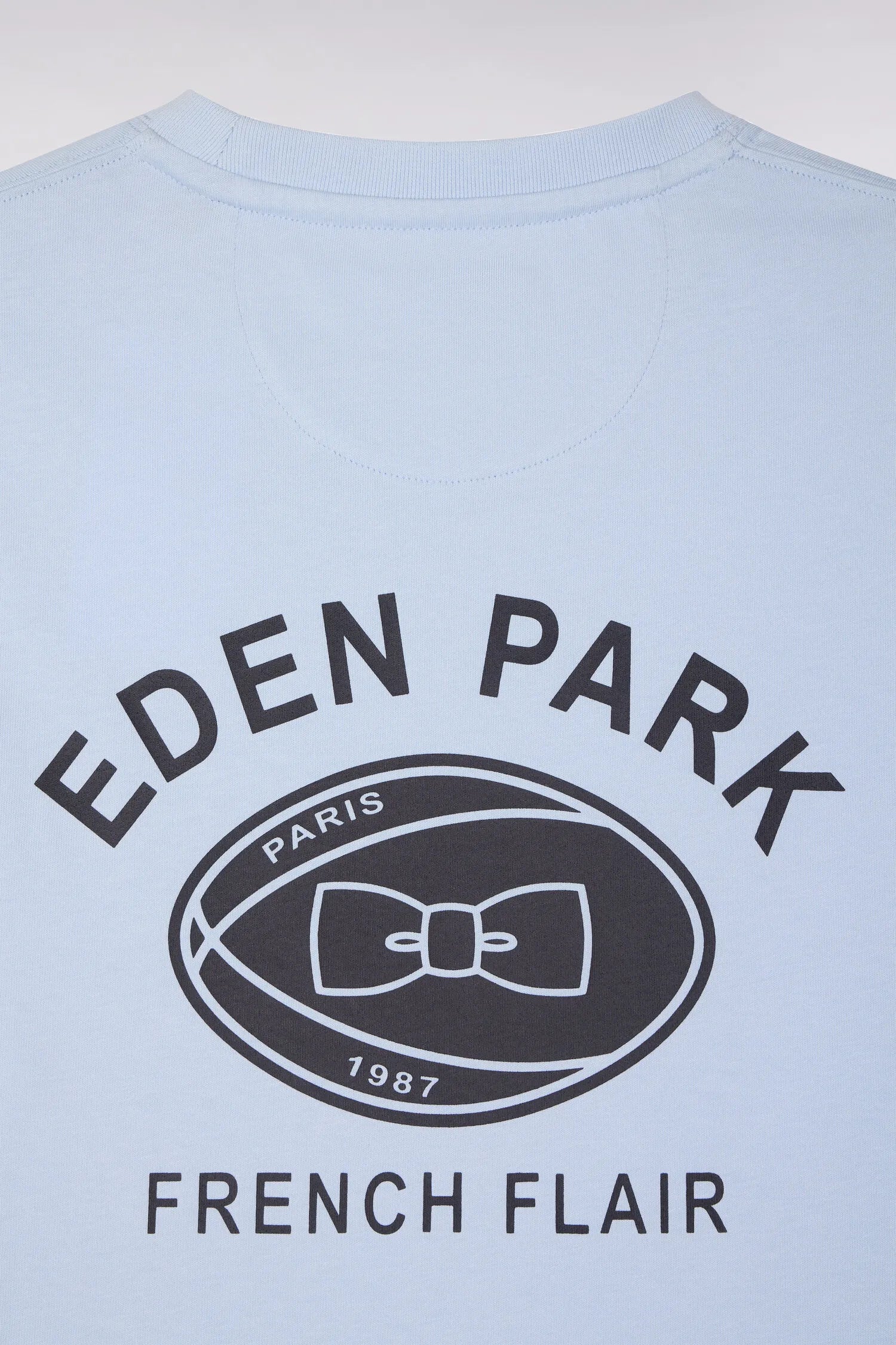 Eden Park Grey Men Sky Blue Regular Fit Short-Sleeved Screen-Printed T-Shirt SKU: E26MAITC0065_BLC6 Image 06