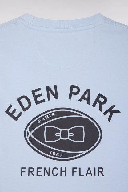 Eden Park Grey Men Sky Blue Regular Fit Short-Sleeved Screen-Printed T-Shirt SKU: E26MAITC0065_BLC6 Image 06